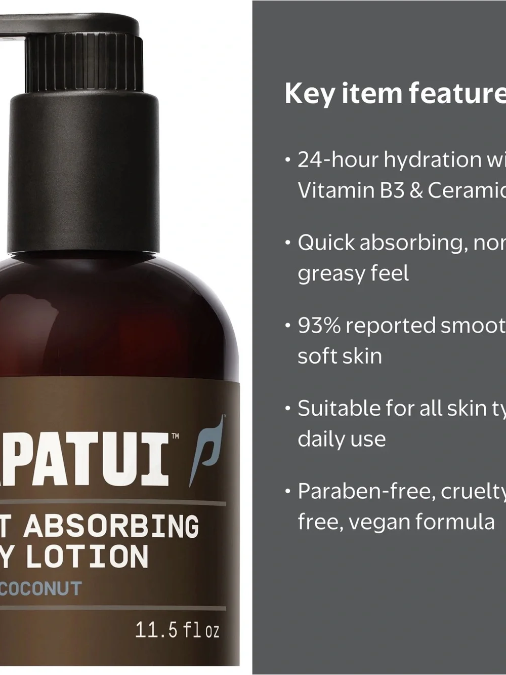Papatui Men's Fast Absorbing Body Lotion - Lush Coconut NWT 11.5floz